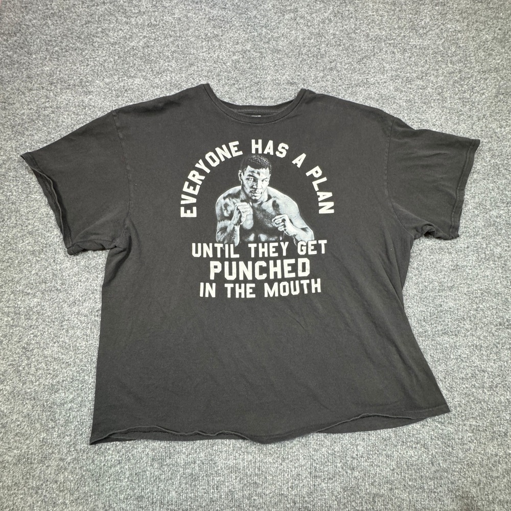 Mike Tyson Graphic‎ T Shirt Mens 2XL Black Boxing Quote Everyone Has A Plan